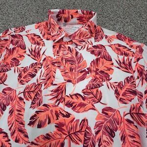 Under Armour Polo Shirt Mens Medium White Orange Playoff Abstract Print‎ Golf